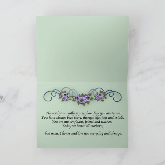 Pansy Scrolls Moederdag Kaart (Binnen)