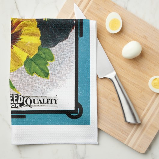 Pansy Seed Packet Label Theedoek (Quarter Fold)