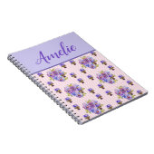 Pansy Shabby Viola Paarse  Floral Flower Notitieboek (Rechterzijde)