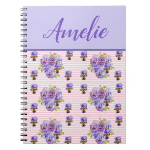 Pansy Shabby Viola Paarse  Floral Flower Notitieboek