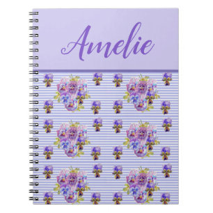 Pansy Shabby Viola Paarse Floral Flower Notitieboek