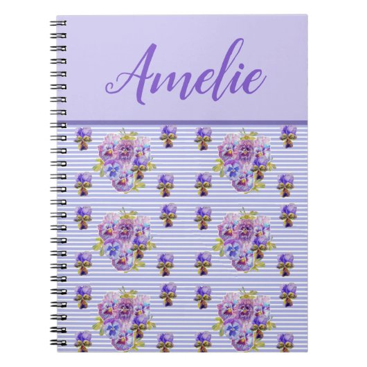Pansy Shabby Viola Paarse  Floral Flower Notitieboek (Voorkant)