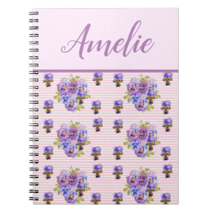 Pansy Shabby Viola Paarse Floral Flower Notitieboek