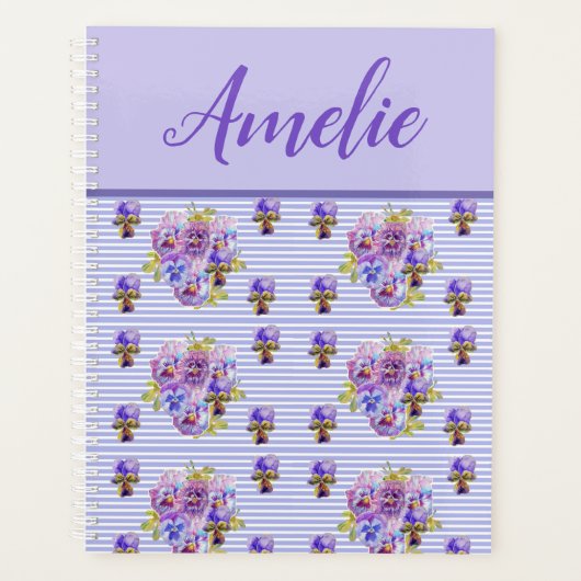 Pansy Shabby Viola Paarse Floral Flower Planner (Voorkant)