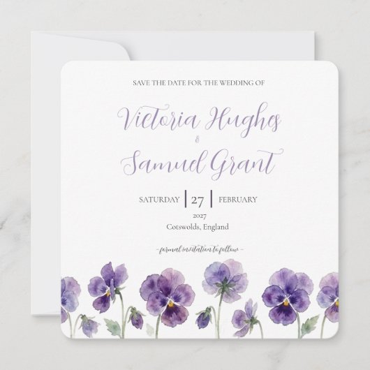 Pansy Silhouet Studie Bewaar de Datum Save The Date (Voorkant)