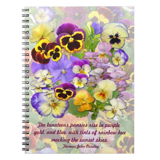 Pansy Spray # 2 ~ Note Book with Quote Notitieboek (Voorkant)