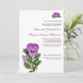 Pansy Spring Floral Formele bruiloft uitnodiging (Staand voorkant)