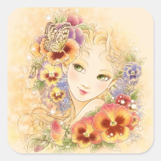 Pansy Square Sticker (Voorkant)