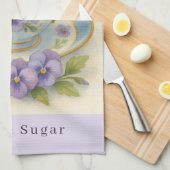 Pansy Teacup Tea Towel | Yes Please Milk & Sugar Theedoek (Quarter Fold)