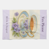 Pansy Teacup Tea Towel | Yes Please Milk & Sugar Theedoek (Horizontaal)