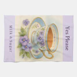 Pansy Teacup Tea Towel | Yes Please Milk & Sugar Theedoek