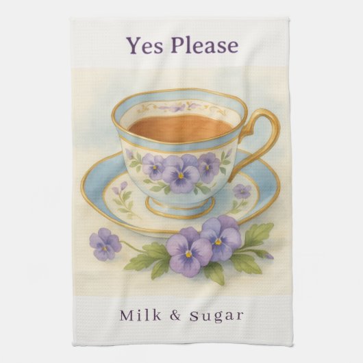 Pansy Theekop Theedoek | Yes Please Milk & Sugar (Verticaal)