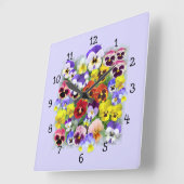 Pansy Time Vierkante Klok (Hoek)