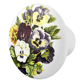 Pansy Tuin Bloemen Patroon Keramische Knop