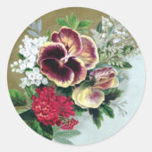 Pansy Tussie-Mussie Ronde Sticker (Voorkant)