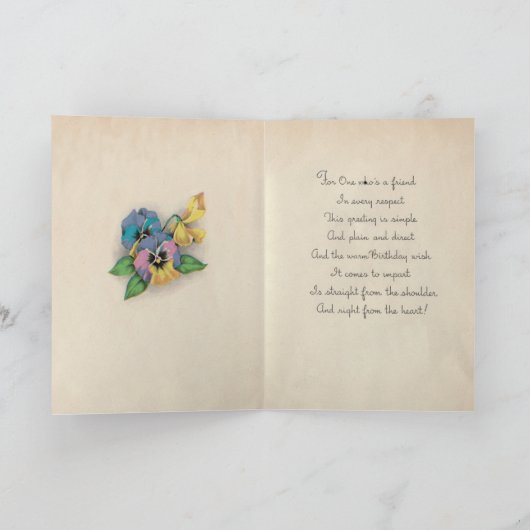 Pansy Verjaardag Kaart. Kaart (Binnen)