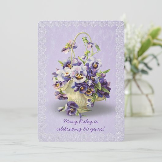 Pansy verjaardagsfeestje kaart (Staand voorkant)