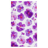 Pansy viola paarse witte waterverf kunst geschenkt klein cadeauzakje (Achterkant)