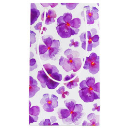 Pansy viola paarse witte waterverf kunst geschenkt klein cadeauzakje