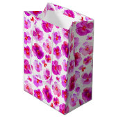 Pansy viola roze wit waterverf kunst geschenktas medium cadeauzakje (Voorkant Gekanteld)