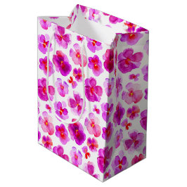 Pansy viola roze wit waterverf kunst geschenktas medium cadeauzakje