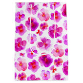 Pansy viola roze wit waterverf kunst geschenktas medium cadeauzakje (Achterkant)
