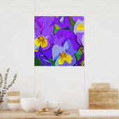 Pansy violet en geel poster (Keuken)