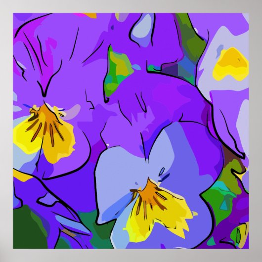 Pansy violet en geel poster (Voorkant)