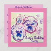 Pansy Viooltjes Paarse Bloem Bloemstuk Roze Verjaa Kaart (Voorkant / Achterkant)