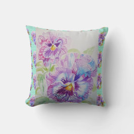  Pansy Waterverf Aqua Cushion Kussen