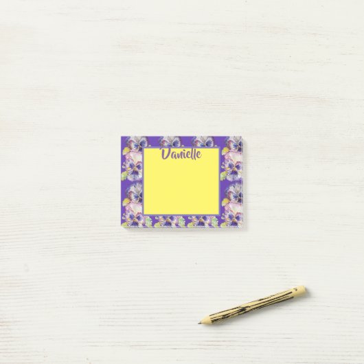 Pansy Waterverf Art Vrouwen Naam Post it Notes (Op bureau)