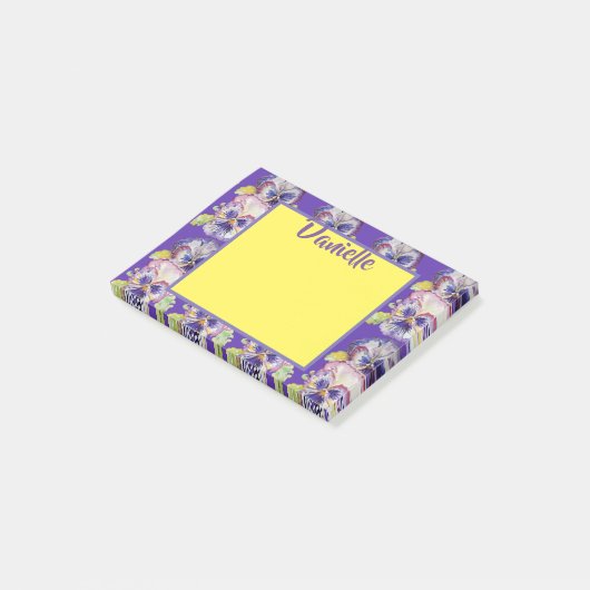 Pansy Waterverf Art Vrouwen Naam Post it Notes (Schuin)