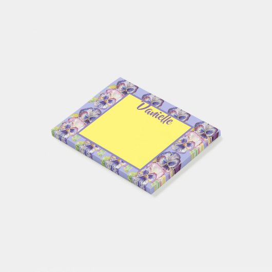 Pansy Waterverf Art Vrouwen Naam Post it Notes (Schuin)