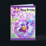 Pansy Waterverf Bloem Bloemen Verjaardag Kaart<br><div class="desc">Pansy Flowers Floral foto Rozen in Daisies Verjaardag Kaart,  met volledig aanpasbare naam. Stuur een kaart die geniet van de kleur,  vorm en schoonheid van natuur. Een kleine glimlach op een kaartje!</div>
