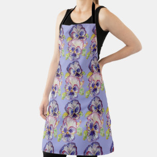 Pansy Waterverf Bloem Lila floreel keuken pron Schort