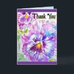 Pansy Waterverf Bloemen Bloemen Bloemen Dankjewel  Kaart<br><div class="desc">Pansy Flowers Floral foto Rozen in Daisies Verjaardag Kaart,  met volledig aanpasbare naam. Stuur een kaart die geniet van de kleur,  vorm en schoonheid van natuur. Een kleine glimlach op een kaartje!</div>