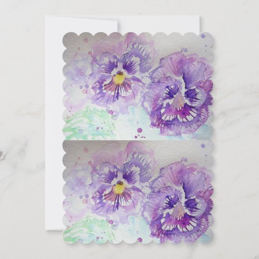 Pansy Waterverf Bloemen Bloemen Bloemen Huwelijksu Kaart (Achterkant)