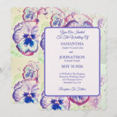 Pansy Waterverf Bloemen Bloemen Bloemen Huwelijksu Kaart (Voorkant / Achterkant)