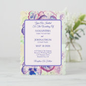 Pansy Waterverf Bloemen Bloemen Bloemen Huwelijksu Kaart (Staand voorkant)