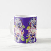 Pansy Waterverf bloemmotief op donker Paarse Mok (Voorkant links)