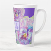 Pansy Waterverf Floral  Paarse ventilator Latte Mok (Rechts)