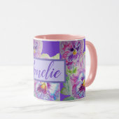 Pansy Waterverf Floral  Paarse ventilator Mok (Voorkant rechts)