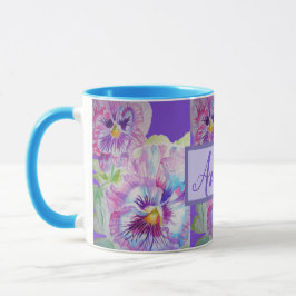 Pansy Waterverf Floral Paarse ventilatorMok Mok