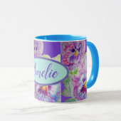 Pansy Waterverf Floral Paarse ventilatorMok Mok (Voorkant rechts)