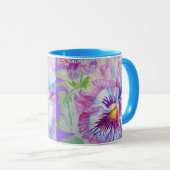 Pansy Waterverf Floral Paarse ventilatorMok Mok (Voorkant rechts)