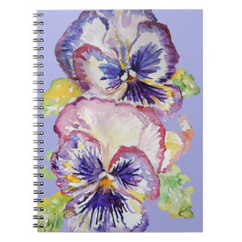 Pansy Waterverf Floral Pattern on Lila Lavender Notitieboek