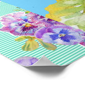 Pansy Waterverf Flower Painting Aqua Poster (Hoek)
