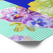 Pansy Waterverf Flower Painting Navy blue Poster (Hoek)