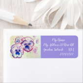 Pansy Waterverf Flower Return-adreslabels Etiket (Insitu)