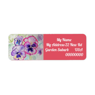 Pansy Waterverf Flower Return-adreslabels Etiket